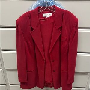 Vintage Elegant Red Women's Jacket and Shirt